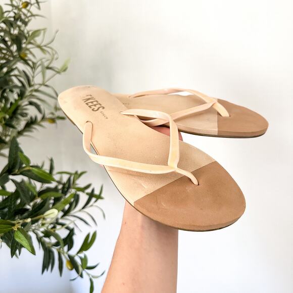 Tkees Foundation Matte Flat Colorblock Lightweight Thong Sandals Cream 7 - Picture 2 of 5